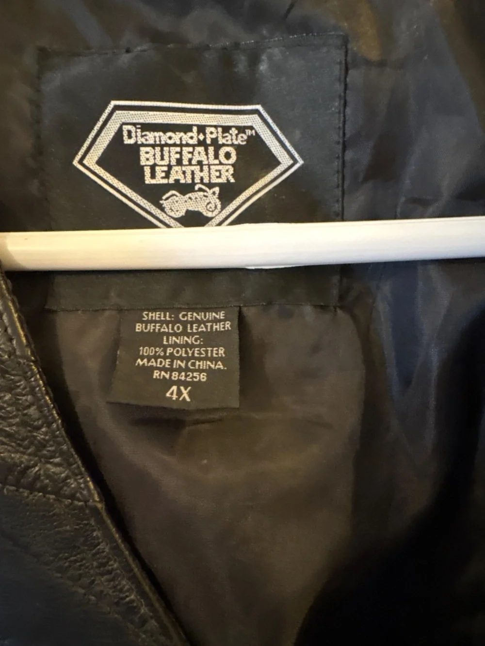 Diamond-Plate Buffalo Leather Biker Vest - 4X